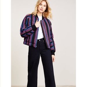 NWT Diane von Furstenberg striped down bomber sz L